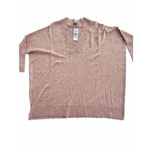 NWT LOFT Outlet Pink Speckled V-Neck Dolman Sleeve Oversized Sweater XS